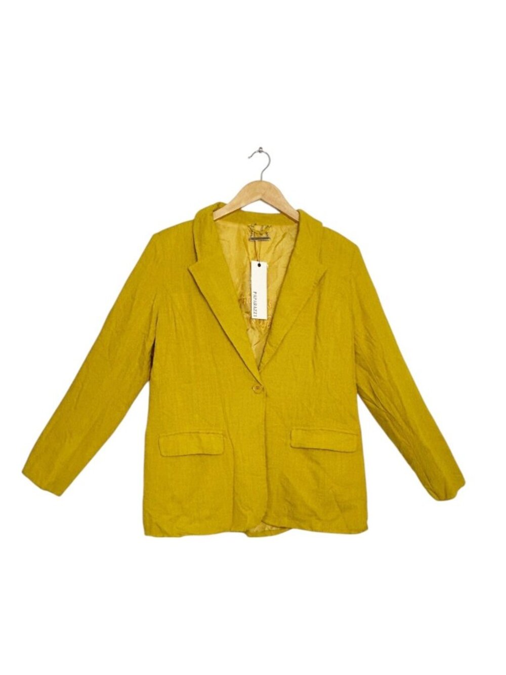 Paparazzi by Biz Women's Linen Blend Blazer in Marigold - Sz L - New